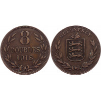 Остров Гернси 8 Дублей 1918 H год XF KM# 14 (КОЮ) (#ФР-00120374)