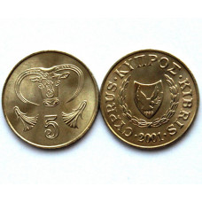 КИПР 5 центов 2001 (KM# 55.3) Голова быка