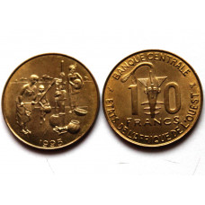 ЗАПАДНЫЕ АФРИКАНСКИЕ ГОСУДАРСТВА 10 франков 1995 UNC «FAO»