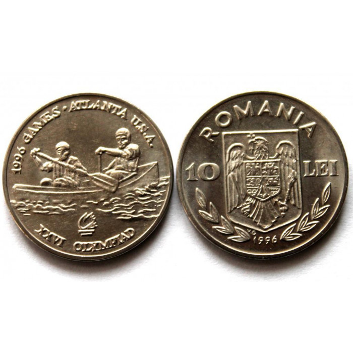 РУМЫНИЯ 10 лей 1996 UNC «XXVI ЛЕТНИЕ ОЛИМПИЙСКИЕ ИГРЫ В АТЛАНТЕ» КАНОЭ ДВОЙКИ
