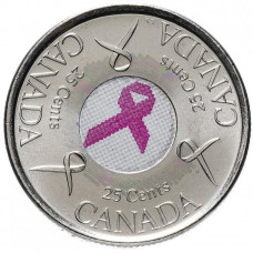 КАНАДА 25 центов 2006 «РОЗОВАЯ ЛЕНТОЧКА». Борьба с раком молочной железы