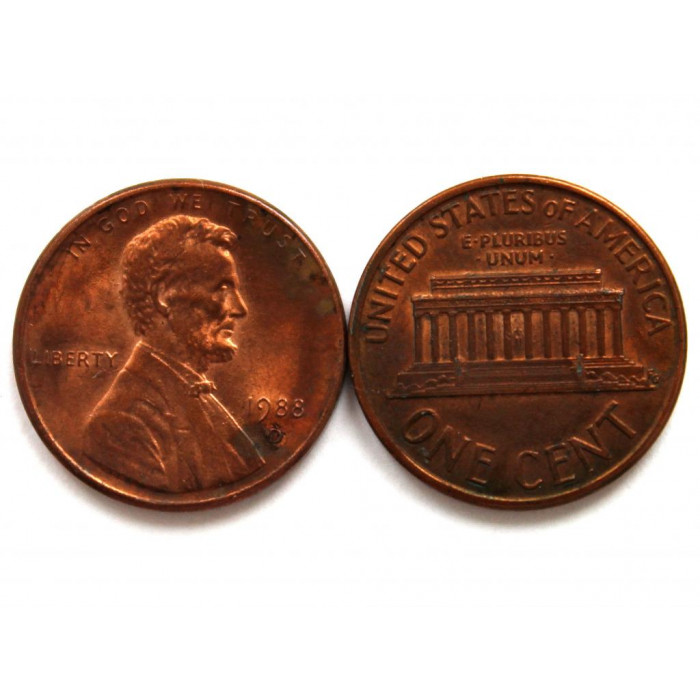 США 1 цент 1988 D