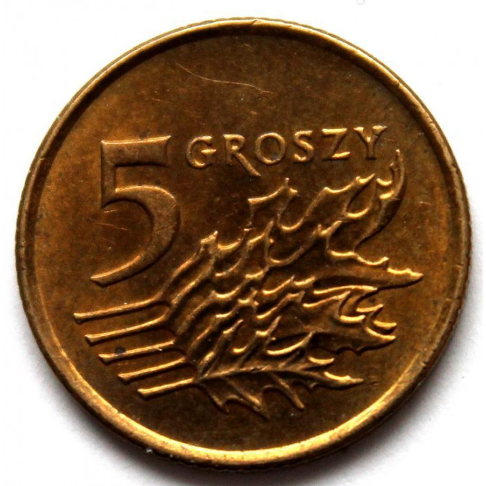 ПОЛЬША 5 грошей 1991 UNC