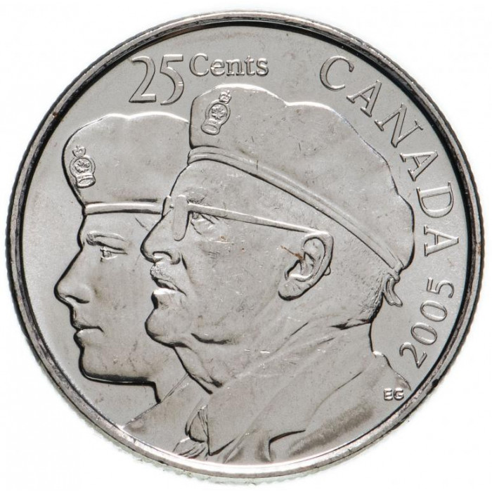 КАНАДА 25 центов 2005 UNC «ГОД ВЕТЕРАНОВ»