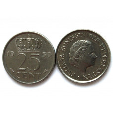 НИДЕРЛАНДЫ 25 центов 1950 ЮЛИАНА