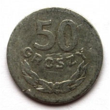 ПОЛЬША 50 грошей 1949 (Y# 44a) ОДИН ГОД ЧЕКАНКИ