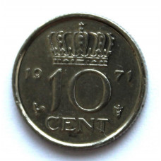 НИДЕРЛАНДЫ 10 центов 1971 (KM# 182) ЮЛИАНА