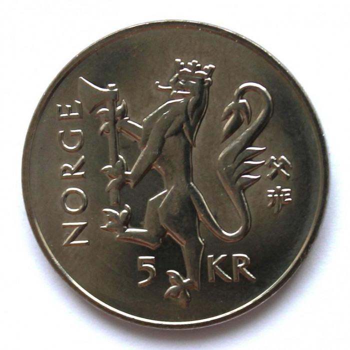 НОРВЕГИЯ 5 крон 1997 (KM# 461) UNC «350 ЛЕТ НОРВЕЖСКОЙ ПОЧТОВОЙ СЛУЖБЕ»