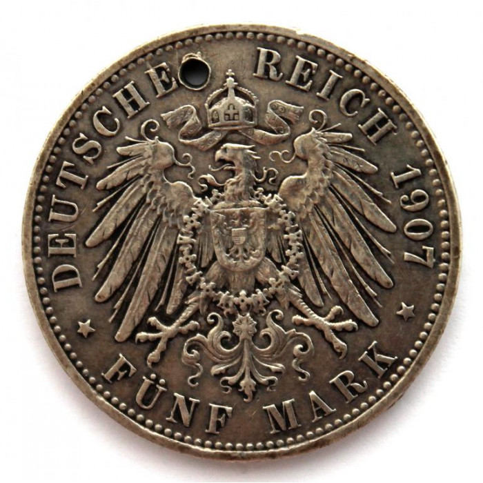 ПРУССИЯ 5 марок 1907 СЕРЕБРО