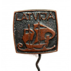 СССР (Латвия) нагрудный знак на игле «LATVIJA». Латвия Парусник