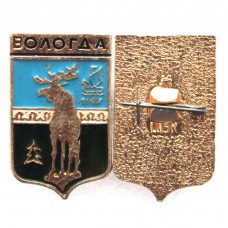 СССР нагрудный знак «ВОЛОГДА» Лось на зеленом поле