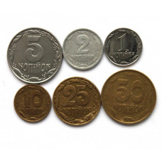 УКРАИНА набор из 6 монет 1992-1993 (1-2-5-10-25-50 копеек)