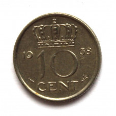 НИДЕРЛАНДЫ 10 центов 1968 (KM# 182) ЮЛИАНА