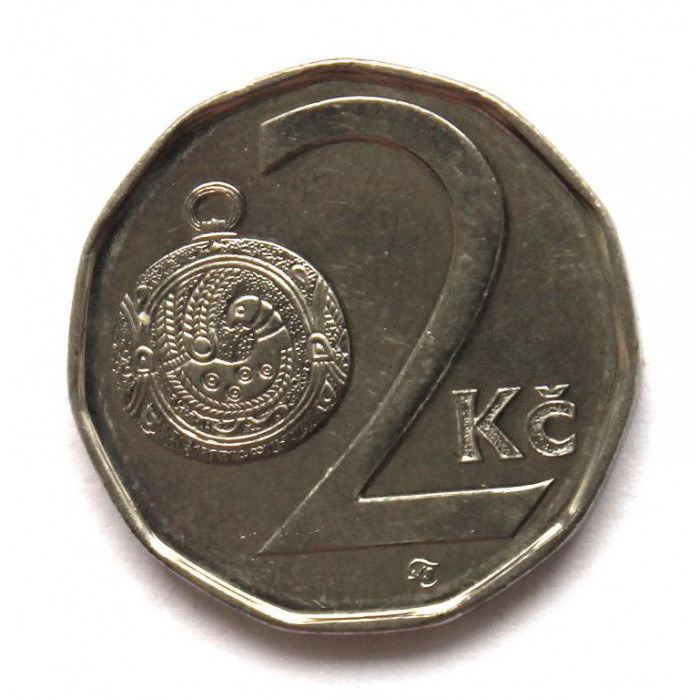 ЧЕХИЯ 2 кроны 2010 Великоморавский гомбик с изображением павлина
