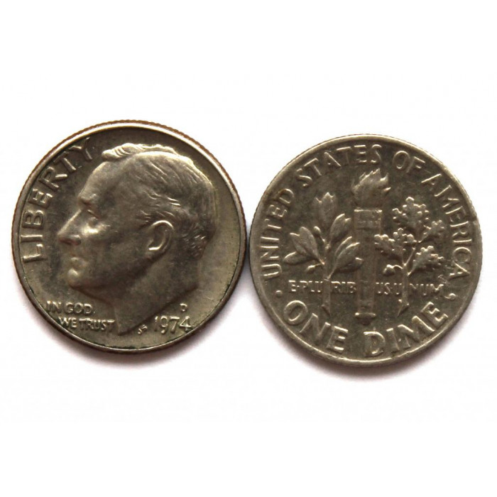 США 10 центов (1 дайм) 1974 D