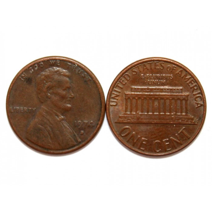 США 1 цент 1974 (D) Авраам Линкольн