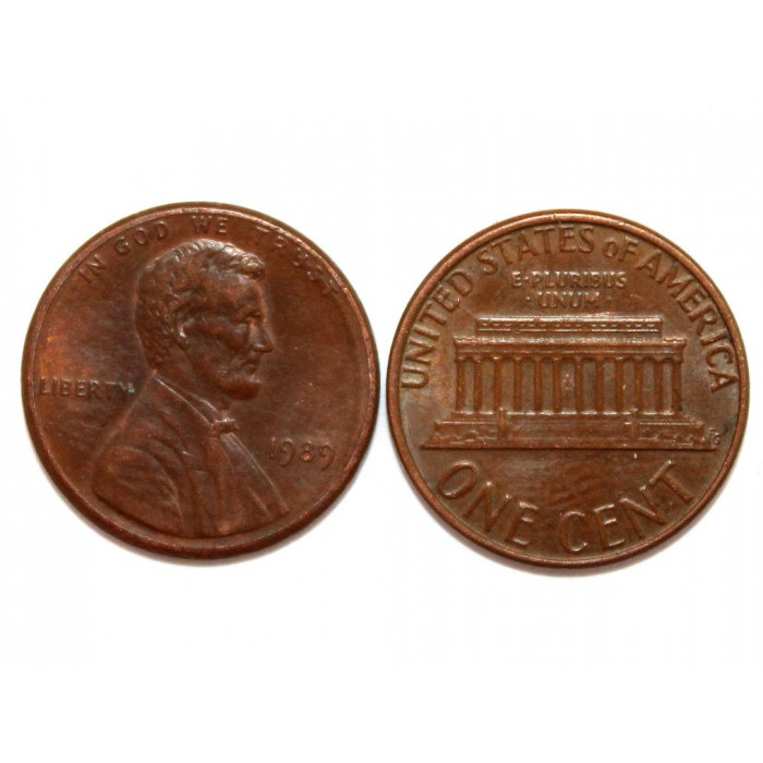 США 1 цент 1989 Авраам Линкольн