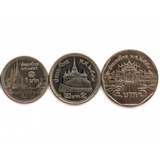 ТАИЛАНД набор из 3 монет 2008-2017 (1-2-5 бат) Храмы