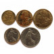 ФРАНЦИЯ набор из 5 монет 1960-1998 годов (5-10-20 сантимов; 1/2 и 1 франка)