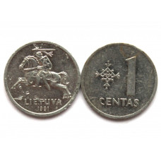 ЛИТВА 1 цент 1991 (KM# 85)