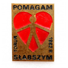 ПОЛЬША 1982 нагрудный знак «POMAGAM SLABSZYM». Помощь слабым (г. Торунь, 1982)