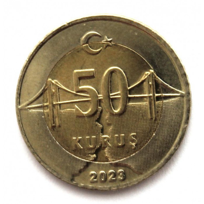 ТУРЦИЯ 50 куруш 2023 UNC. «Мост Мучеников 15 Июля»