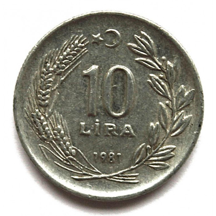 ТУРЦИЯ 10 лир 1981 (KM# 945 - один год чеканки) Мустафа Кемаль Ататюрк