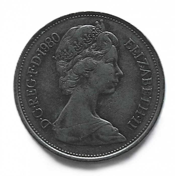 ВЕЛИКОБРИТАНИЯ 10 пенсов 1980 (KM# 912) Коронованный лев