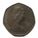 ВЕЛИКОБРИТАНИЯ 50 пенсов 1969 (KM# 913). Британия со львом