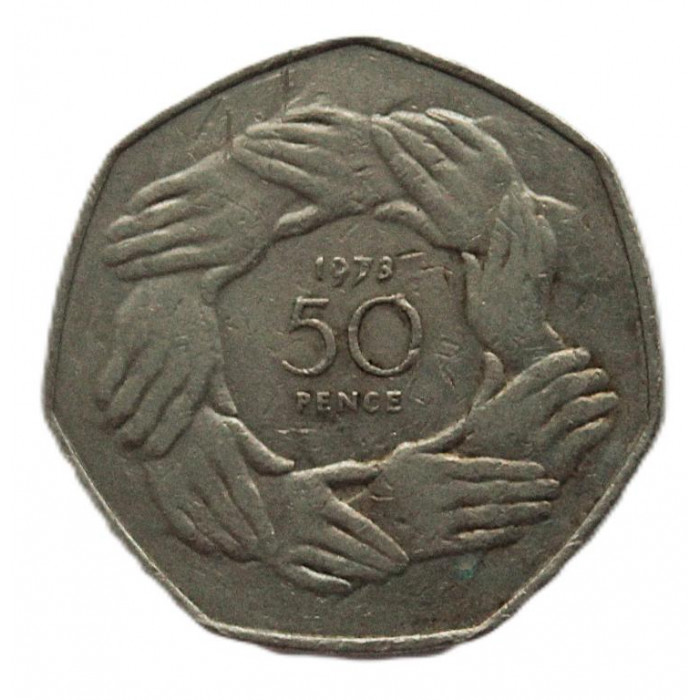 ВЕЛИКОБРИТАНИЯ 50 пенсов 1973 «Вступление в ЕЭС»