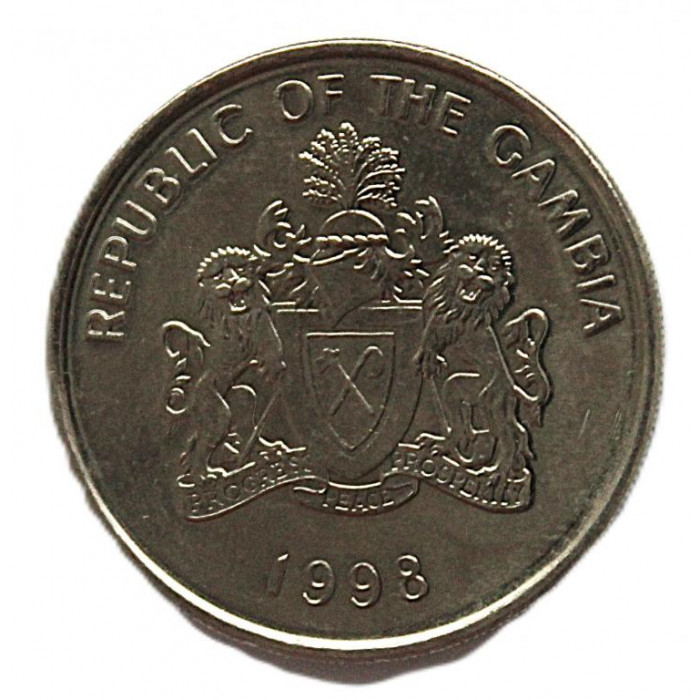 ГАМБИЯ 50 бутут 1998 (KM# 58) UNC. Африканский домашний бык