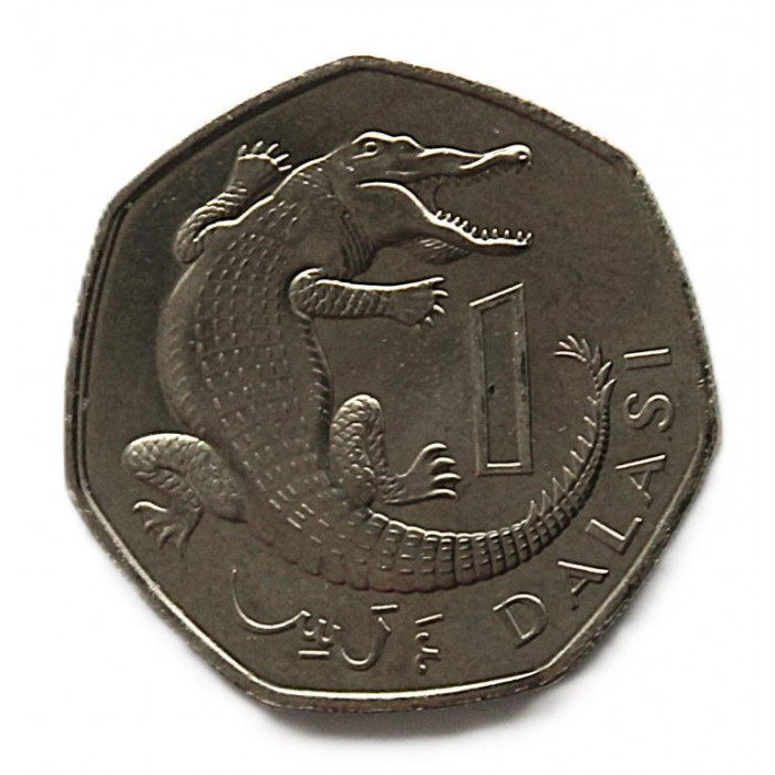 ГАМБИЯ 1 даласи 1998 (KM# 59) UNC. Крокодил.