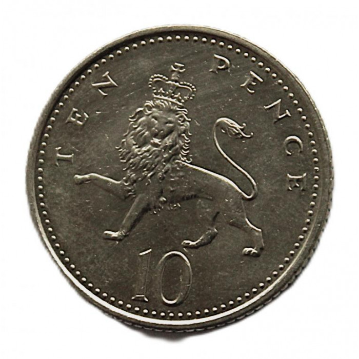 ВЕЛИКОБРИТАНИЯ 10 пенсов 2002 (KM# 989) Коронованный лев