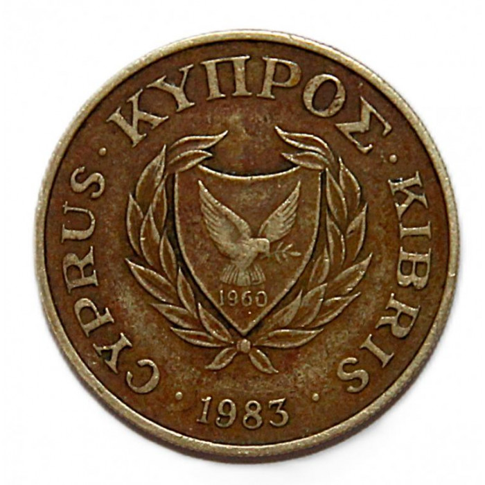КИПР 10 центов 1983 (KM# 56.1 - один год чекана). Ваза, птицы