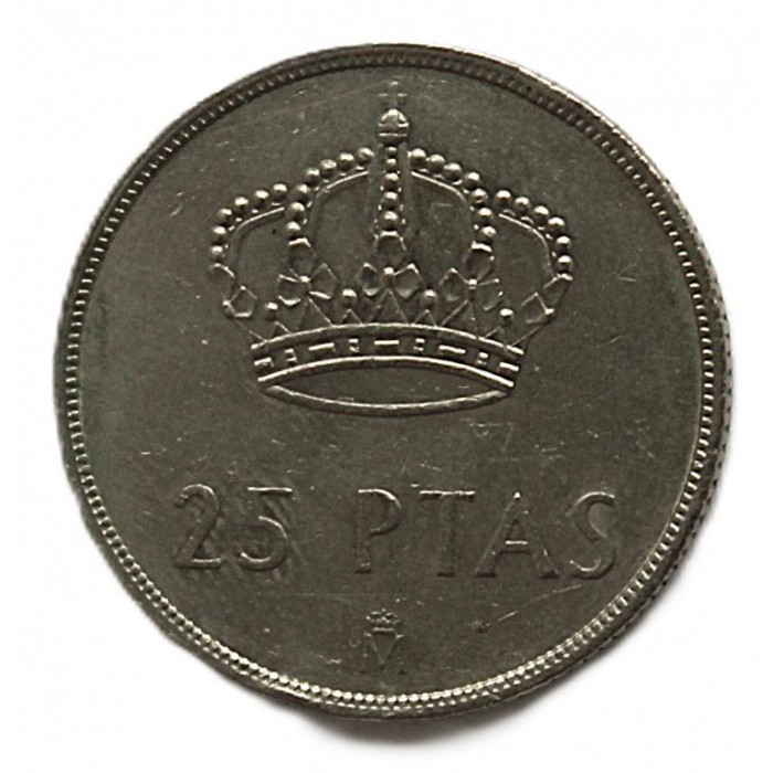 ИСПАНИЯ 25 песет 1984 (KM# 824). Геральдическая корона Королевства Испания