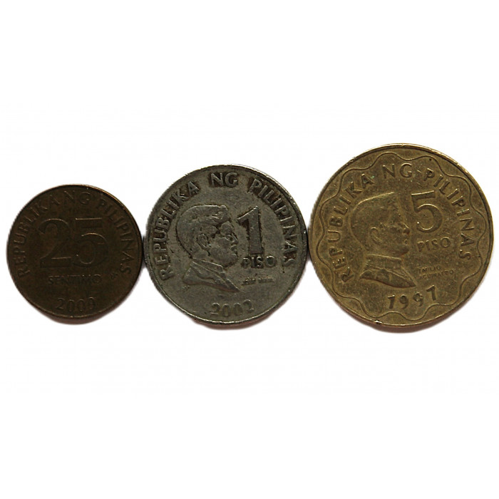 ФИЛИППИНЫ набор из 3 монет серии 1995-2017 гг. (25 сентимо; 1 и 5 песо)