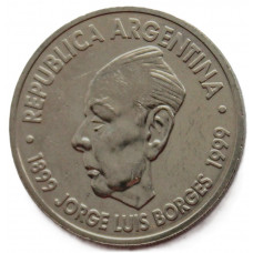 АРГЕНТИНА 2 песо 1999 UNC. «100 ЛЕТ СО ДНЯ РОЖДЕНИЯ БОРХЕСА»