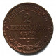 САКСОНИЯ 2 пфеннига 1869 ИОГАНН