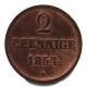 ГАННОВЕР 2 пфеннига 1854 ГЕОРГ V