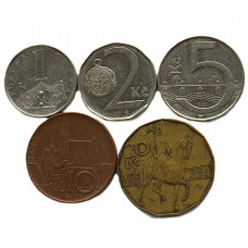 ЧЕХИЯ набор из 5 монет (1, 2, 5, 10, 20 крон)