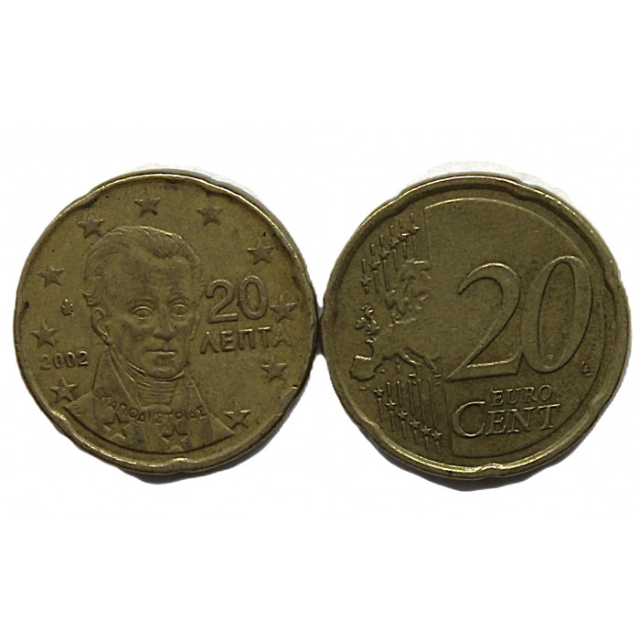ГРЕЦИЯ 20 евроцентов 2002. Иоанн Каподистрия (Иван Антонович Каподистрия)