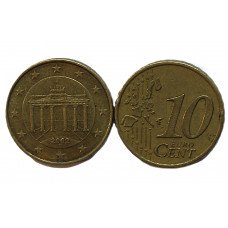 ГЕРМАНИЯ 10 евроцентов 2002 (D) Бранденбургские ворота в Берлине