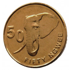 ЗАМБИЯ 50 нгве 2012 UNC. Саванный слон