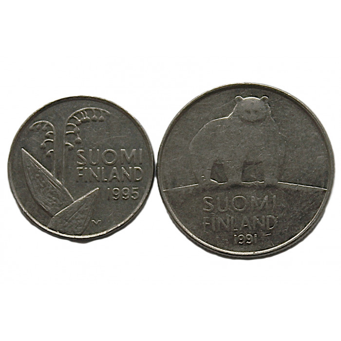 ФИНЛЯНДИЯ набор из 2 монет 1990-2001. «Природа Финляндии» (10 и 50 пенни)