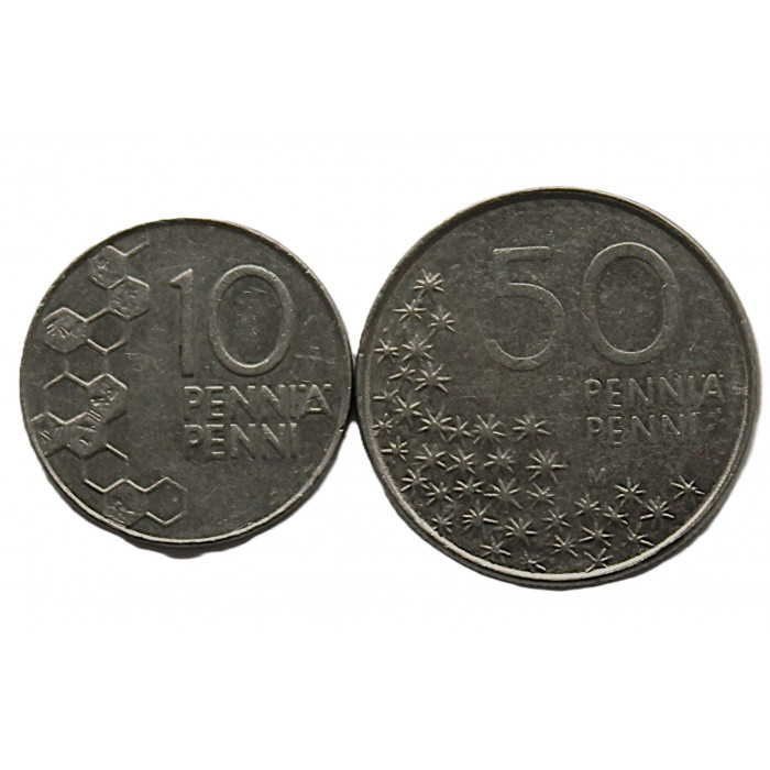 ФИНЛЯНДИЯ набор из 2 монет 1990-2001. «Природа Финляндии» (10 и 50 пенни)
