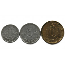 ФИНЛЯНДИЯ набор из 3 монет 1963 -1982 (1, 5, 10 пенни)