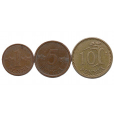 ФИНЛЯНДИЯ набор из 3 монет 1963 -1971 (1, 5, 10 пенни)