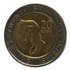 КЕНИЯ 20 шиллингов 2018 UNC. Слон