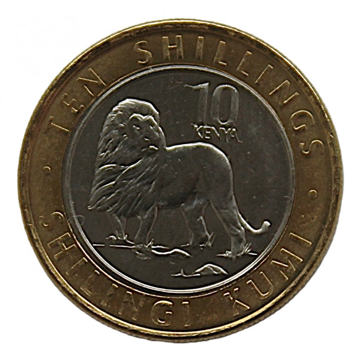 КЕНИЯ 10 шиллингов 2018 UNC. Лев