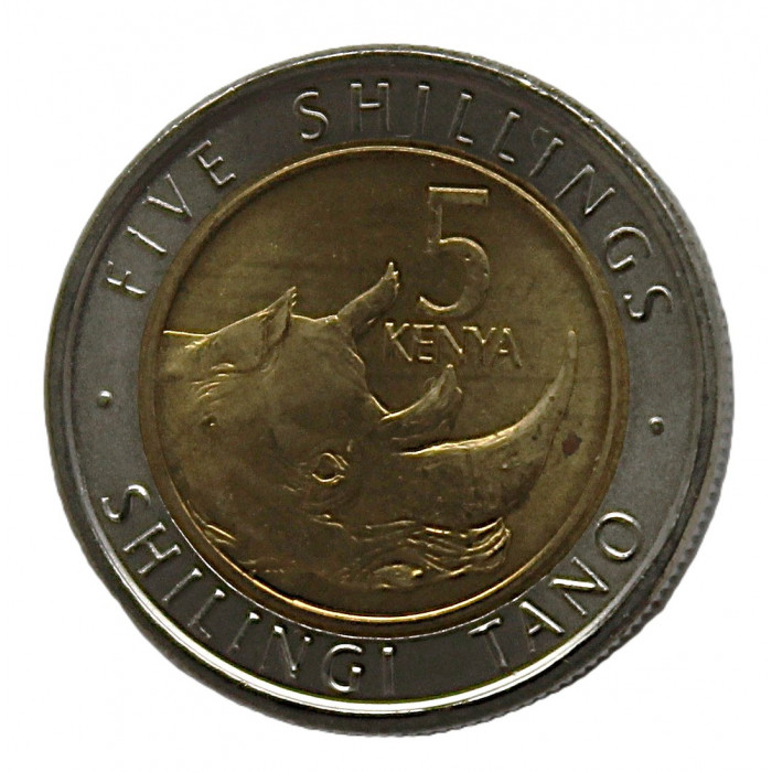 КЕНИЯ 5 шиллингов 2018 UNC. Носорог